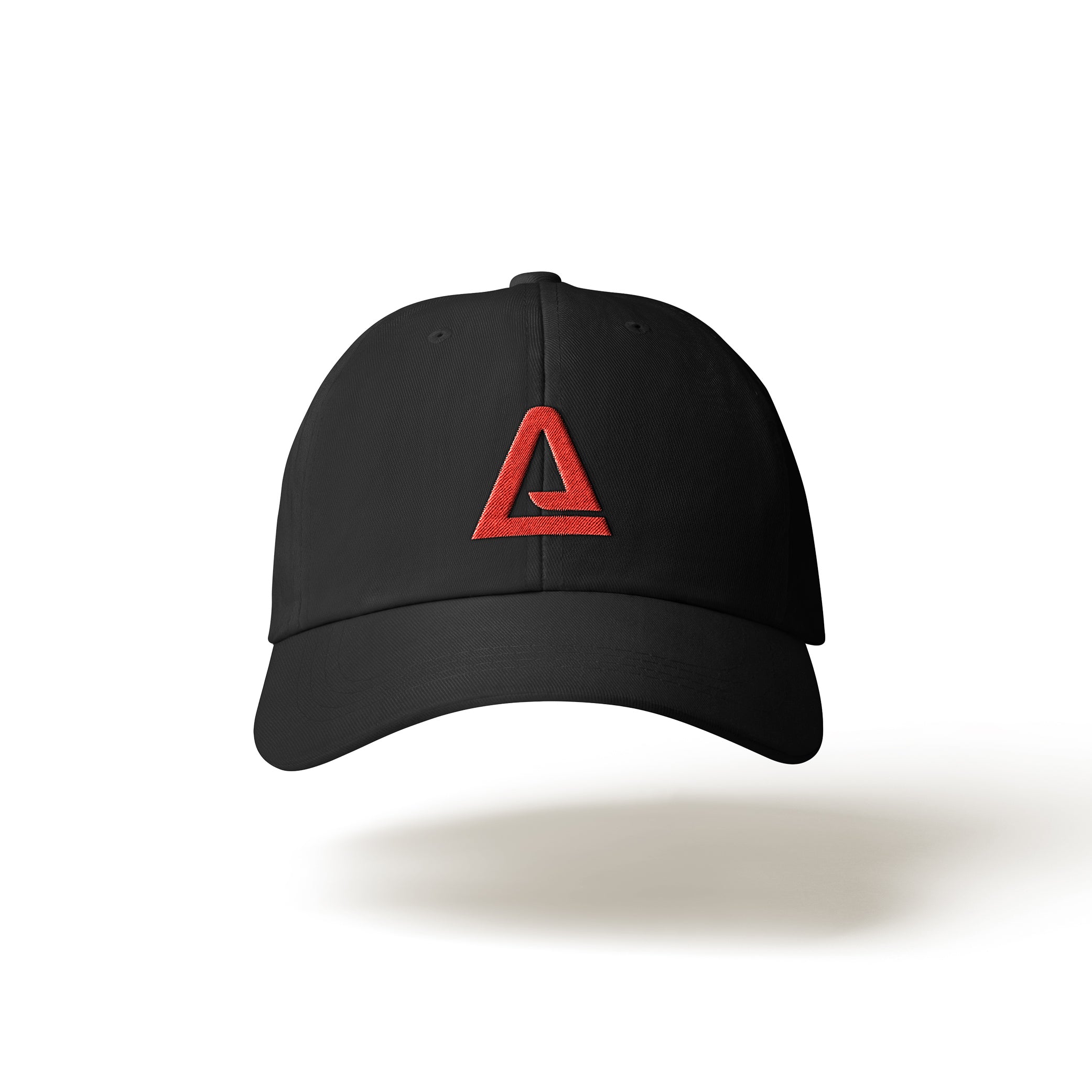 Right view of black Arcadion cap with a red maple leaf above white Canada lettering and an outlined crest.